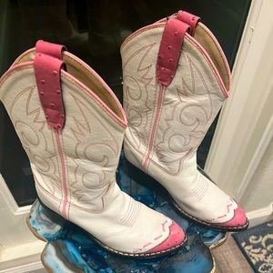 Old West girls size 2 Pink 💕 and white cowboy boots